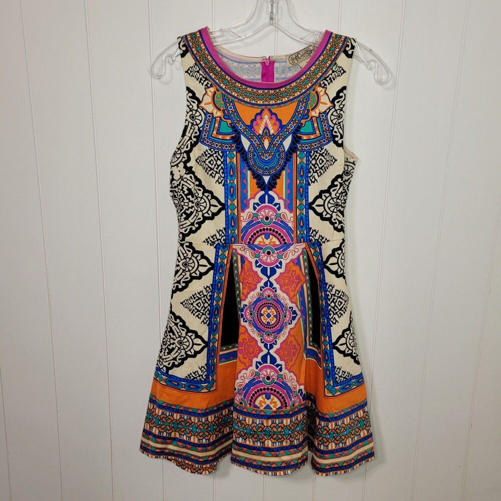 Flying Tomato Boho Dress Size Small Artsy Colorful Sleeveless